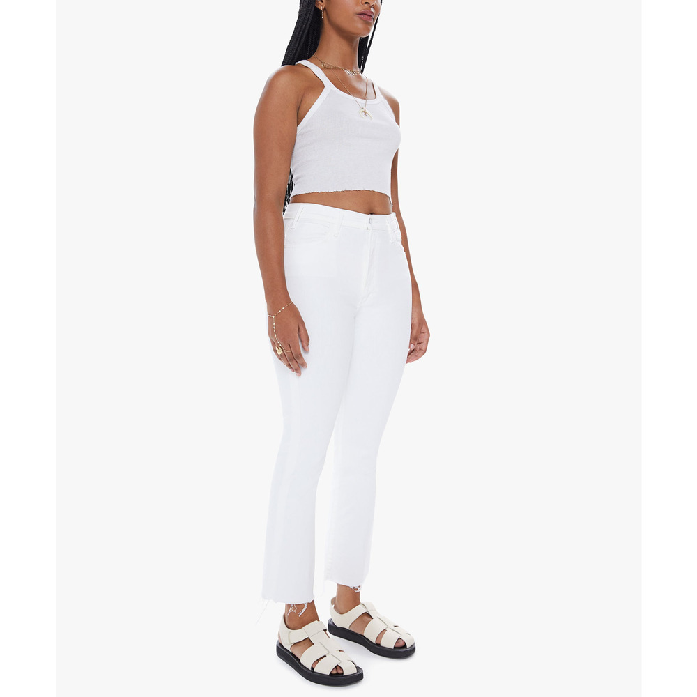 Mother The Hustler Ankle White Cotton Fray Denim Jean Size 31
